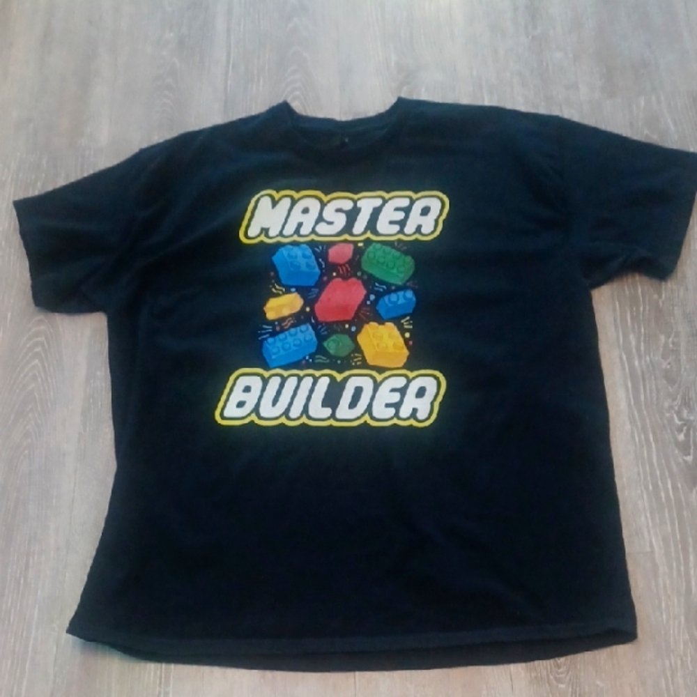 Master Builder Mens Black T-Shirt XL Cosplay Heavy Cotton Gamer